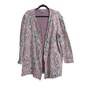Ariat Womens Cardigan Sweater Pink Geometric Long Sleeve Open Front Neckline XXL
